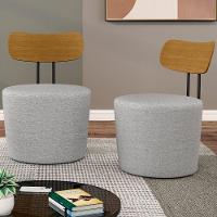 Kit 04 Poltronas Base Fixa Luara M03 Linho Cinza - 6