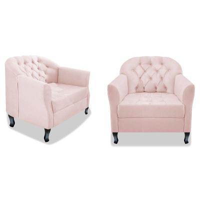 Kit 02 Poltrona Julia A02 Suede Doce Sonho Móveis Cor Rosê