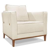 Kit Poltrona E Sofá 2 Lugares 1,90m Natural Pés Castanho - 5