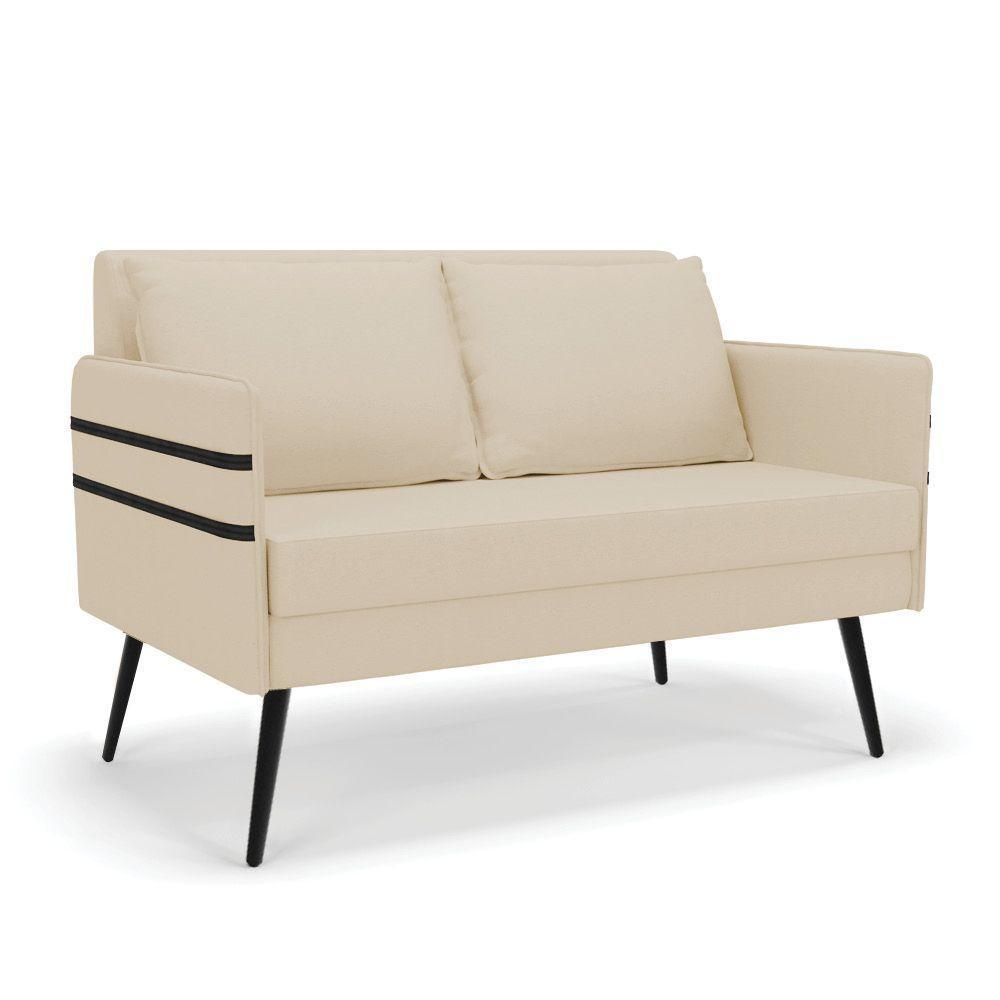 Namoradeira 02 Lugares Mari Linho Bege A19 De Ferro - 1