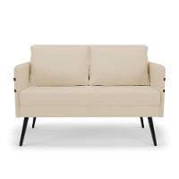 Namoradeira 02 Lugares Mari Linho Bege A19 De Ferro - 19