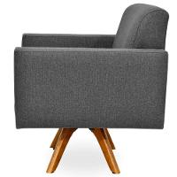 Kit 02 Poltronas Giratória Sala Estar Linho Chumbo - 3