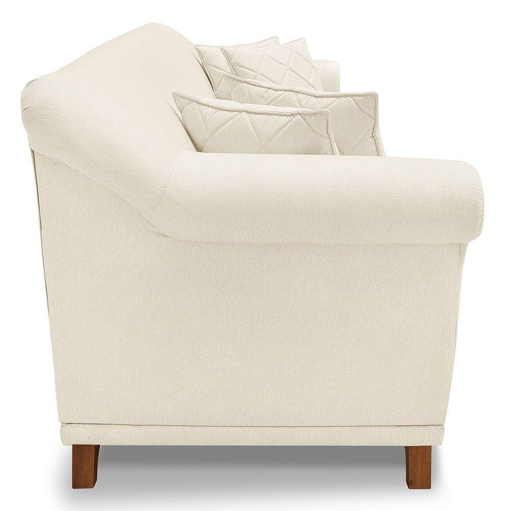 Kit 2 Poltronas E Sofá 2 Lugares 1,60m Natural Pés Castanho - 7