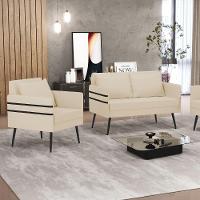 Kit 01 Namoradeira E 01 Poltrona Linho A19 Bege - 8