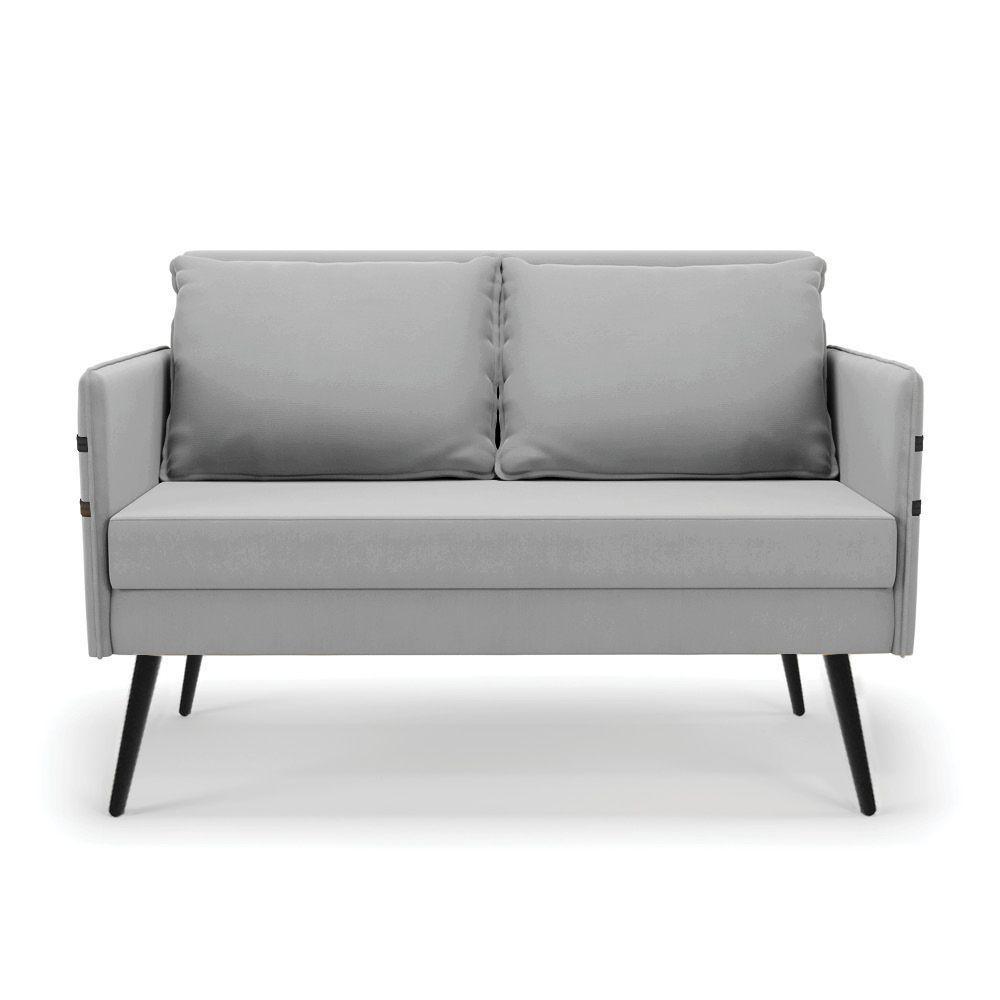 Kit 01 Namoradeira E 02 Poltronas Suede Cinza - 7