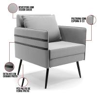 Kit 01 Namoradeira E 02 Poltronas Suede Cinza