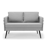 Kit 01 Namoradeira E 02 Poltronas Suede Cinza - 7