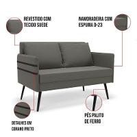 Kit 01 Namoradeira E 01 Poltrona Suede Grafite - 5