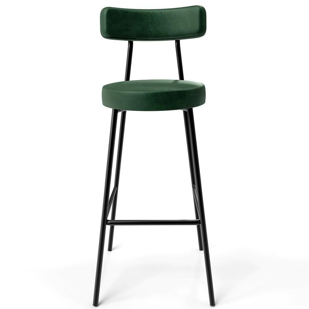 Kit 06 Banquetas Altas Estrutura Em Aço Milão Verde Musgo - 4