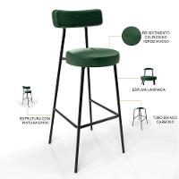 Kit 06 Banquetas Altas Estrutura Em Aço Milão Verde Musgo - 6
