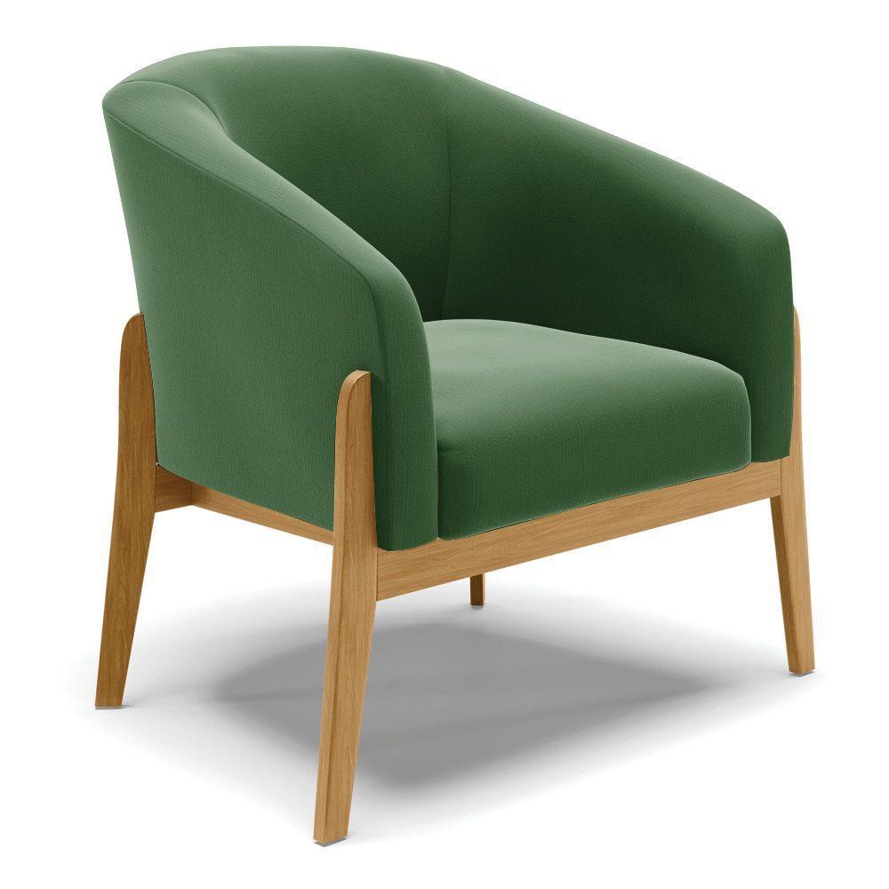 Poltrona Stella Suede Verde Base Madeira Castanho - D'rossi - 1