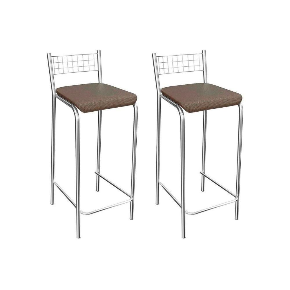 Banqueta Sala de Jantar Gênova 1B705CR 2 Un Cromado/Courano Marrom - Kappesberg - 1