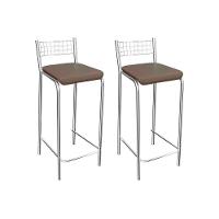 Banqueta Sala de Jantar Gênova 1B705CR 2 Un Cromado/Courano Marrom - Kappesberg - 1