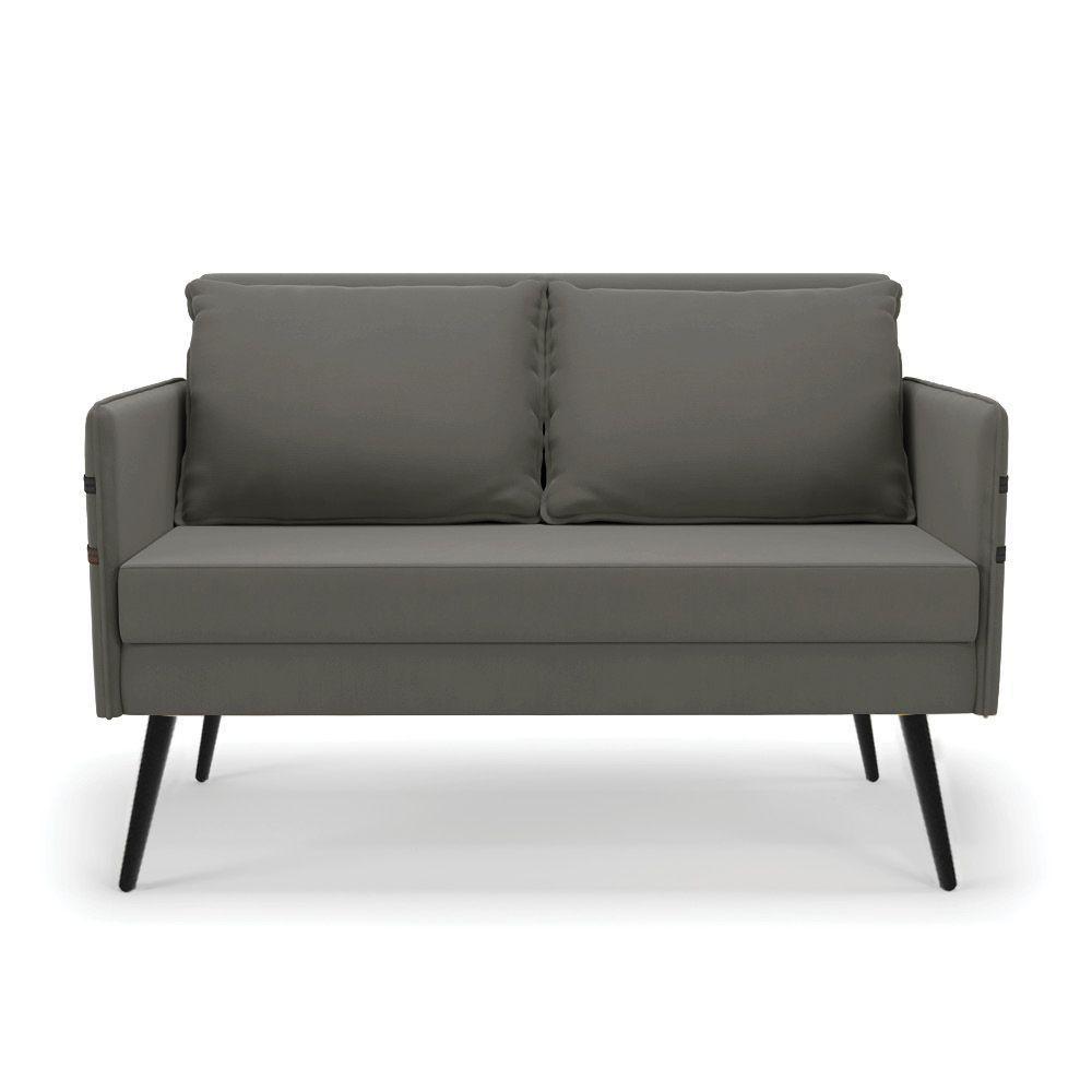 Kit 01 Namoradeira E 02 Poltronas Suede Grafite - 7