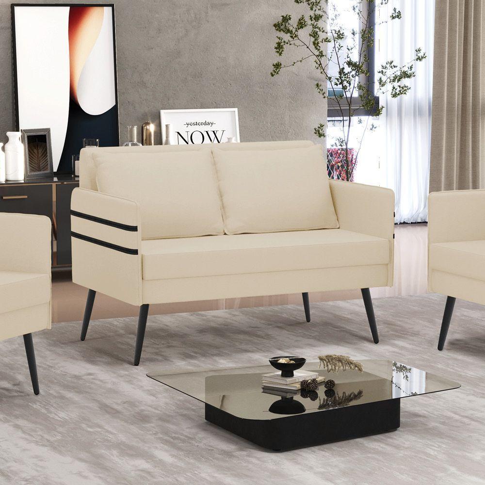 Namoradeira 02 Lugares Mari Linho De Ferro A19 Bege - 8