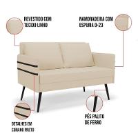 Namoradeira 02 Lugares Mari Linho De Ferro A19 Bege