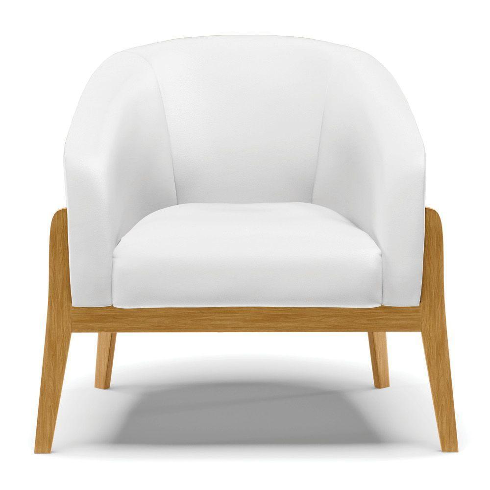 Kit 02 Poltronas Stella Corino Base Madeira Castanho - D'rossi Cor Branco - 7