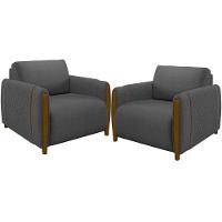 Kit 02 Poltronas Base Fixa Flora M03 Chumbo - 1