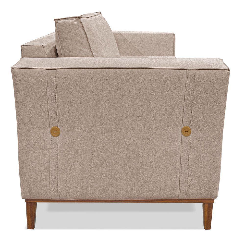 Kit 2 Poltronas Para Vega Linho Pés Castanho Areia - 6