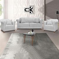 Kit 2 Poltronas E Sofá 2 Lugares 1,80m Pés Castanho Cinza - 9