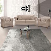 Kit 2 Poltronas E Sofá 2 Lugares 1,80m Areia Pés Castanho - 9