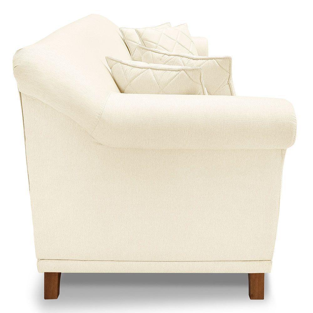 Kit 2 Poltronas E Sofá 2 Lugares 1,80m Pés Castanho Bege - 9