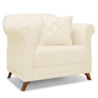 Kit 2 Poltronas E Sofá 2 Lugares 1,80m Pés Castanho Bege - 10