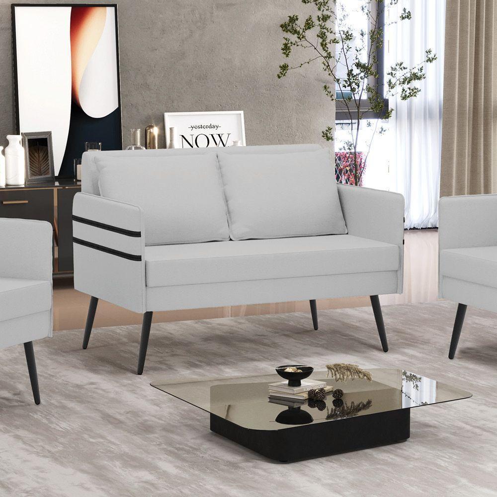 Namoradeira 02 Lugares Mari Linho De Ferro A05 Cinza - 8