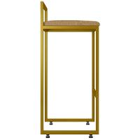 Kit 03 Banquetas Alta Hanna Dourado Linho Bege Escuro