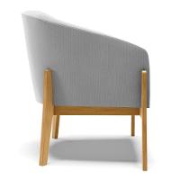 Kit 02 Poltronas Cinza Base Madeira Castanho - 6