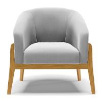 Kit 02 Poltronas Cinza Base Madeira Castanho - 7