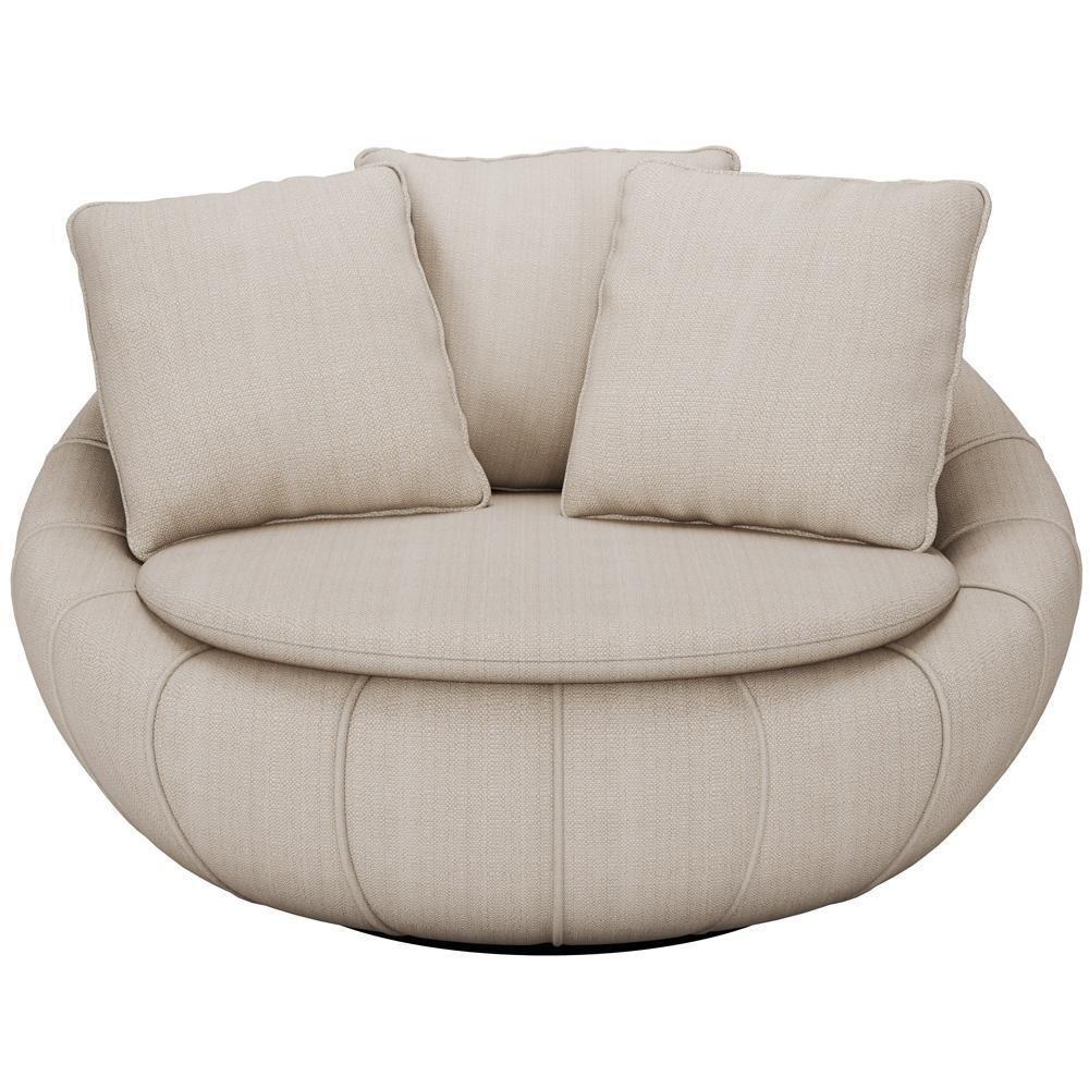 Poltrona Giratória Kira M03 Linho Bege - 5