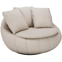 Poltrona Giratória Kira M03 Linho Bege - 1