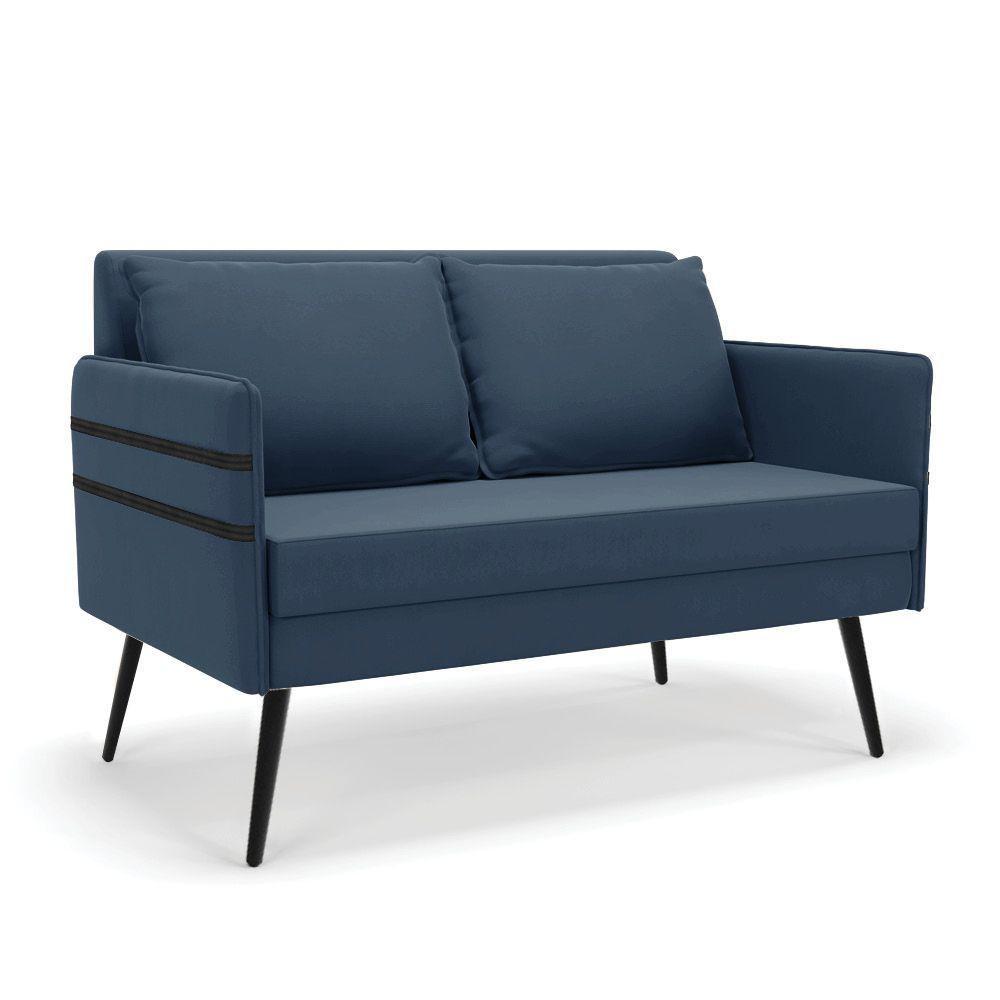 Namoradeira 02 Lugares Mari Suede De Ferro Azul Marinho - 1