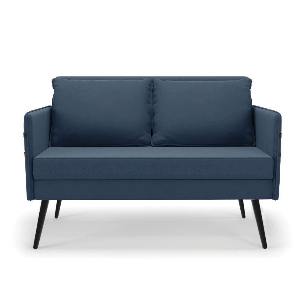 Namoradeira 02 Lugares Mari Suede De Ferro Azul Marinho - 7