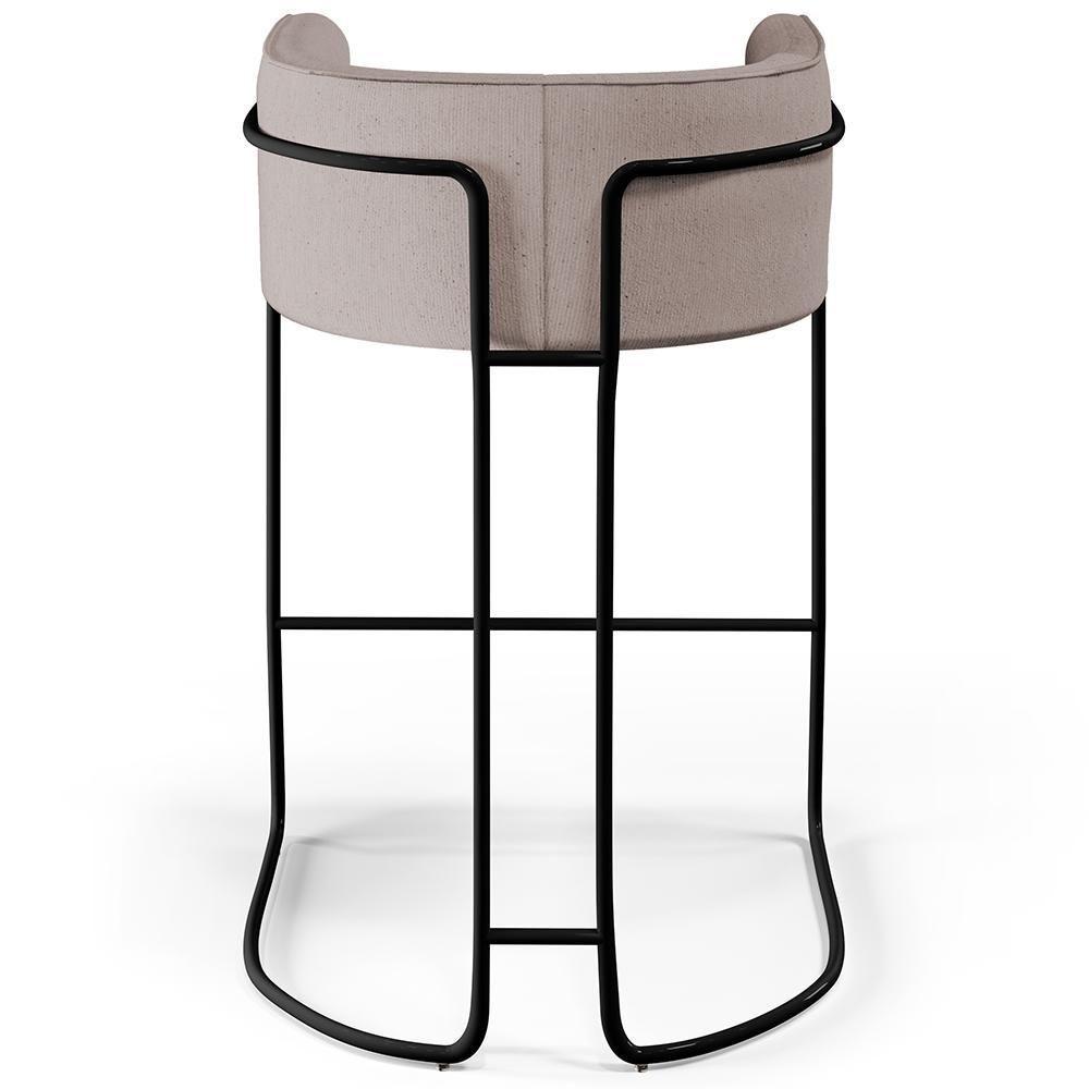 Kit 03 Banquetas Fixa Preto Linho Bege C-107 - 3