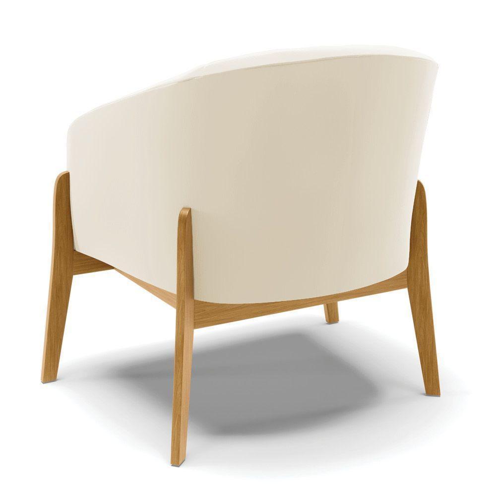 Kit 02 Poltronas Stella Veludo Bege Base Madeira Castanho - 5