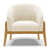 Kit 02 Poltronas Stella Veludo Bege Base Madeira Castanho - 7