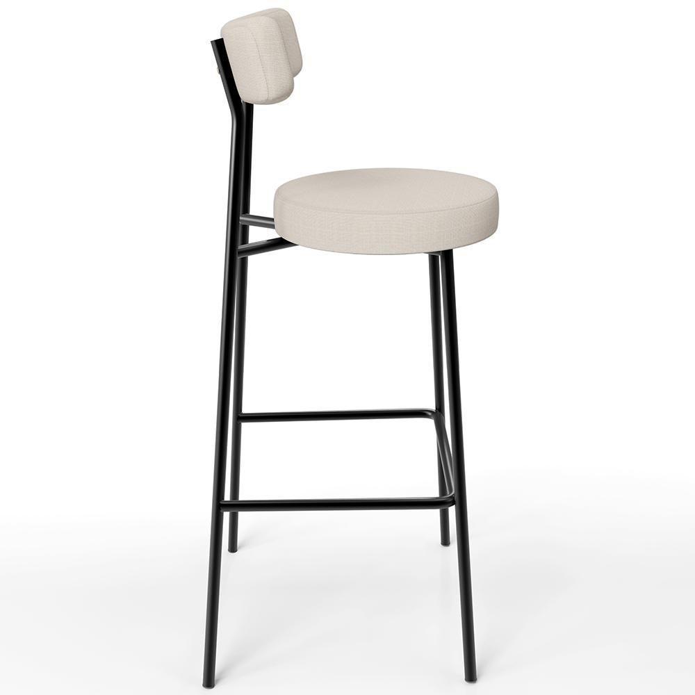 Kit 06 Banquetas Altas Estrutura Em Aço Milão Linho Bege - 3