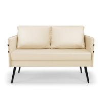 Kit 01 Namoradeira E 02 Poltronas Corino Bege - 8