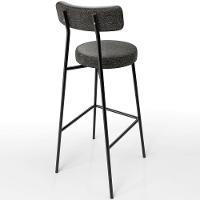 Kit 06 Banquetas Altas Estrutura Em Aço Milão Linho Chumbo - 2