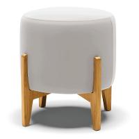 Kit 01 Poltrona E 01 Puff Cinza Base Madeira Castanho - 6