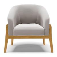 Kit 01 Poltrona E 01 Puff Cinza Base Madeira Castanho - 7