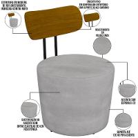 Kit 04 Poltronas Base Fixa Luara M03 Veludo Cinza - 13