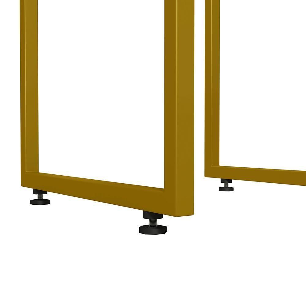 Kit 04 Banquetas Alta Hanna Dourado Linho Bege - 2