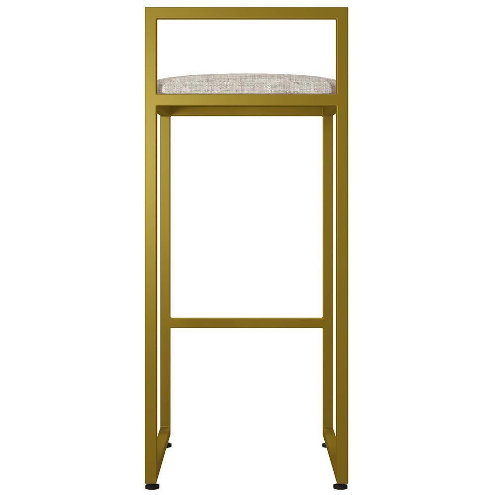 Kit 04 Banquetas Alta Hanna Dourado Linho Bege - 3