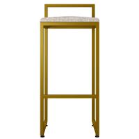 Kit 04 Banquetas Alta Hanna Dourado Linho Bege - 5