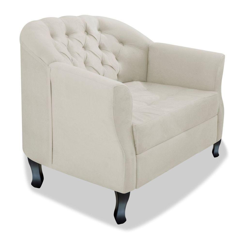 Poltrona Julia A02 Suede Doce Sonho Móveis Cor Bege - 1