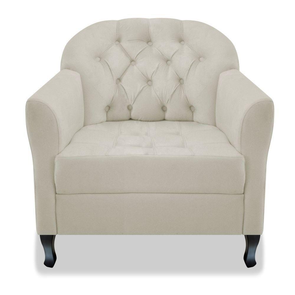 Poltrona Julia A02 Suede Doce Sonho Móveis Cor Bege - 4