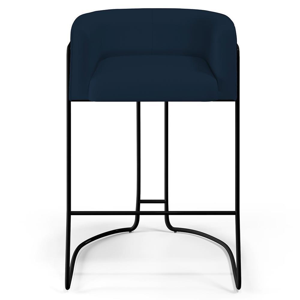 Kit 03 Banquetas Fixa Preto Veludo Azul Oxford C-304 - 4